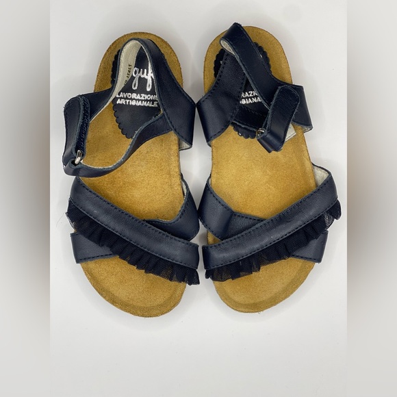 IL GUFO Leather Strap Open Toe Sandals in Navy Blue - Picture 7 of 9